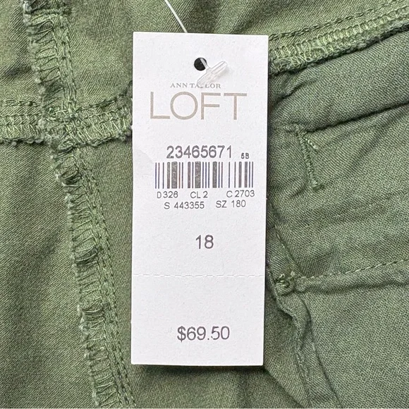 NWT LOFT Custom Stretch Slim-Straight Leg Ankle Pants 18 Olive Green Pockets - Picture 10 of 10